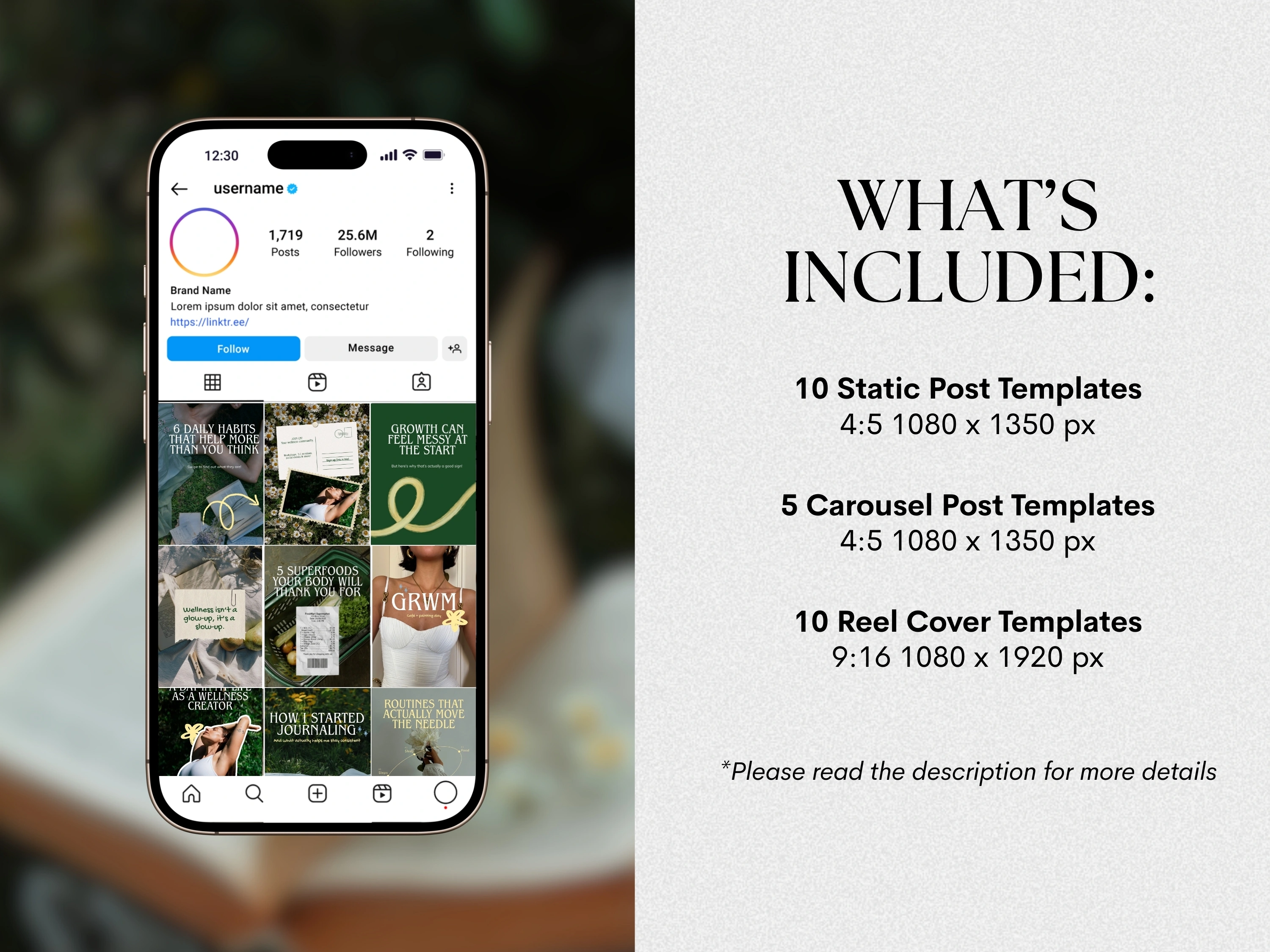 Wellness Creator Instagram Template Bundle | Carousels | Reel Covers | Editable in Canva - View 2
