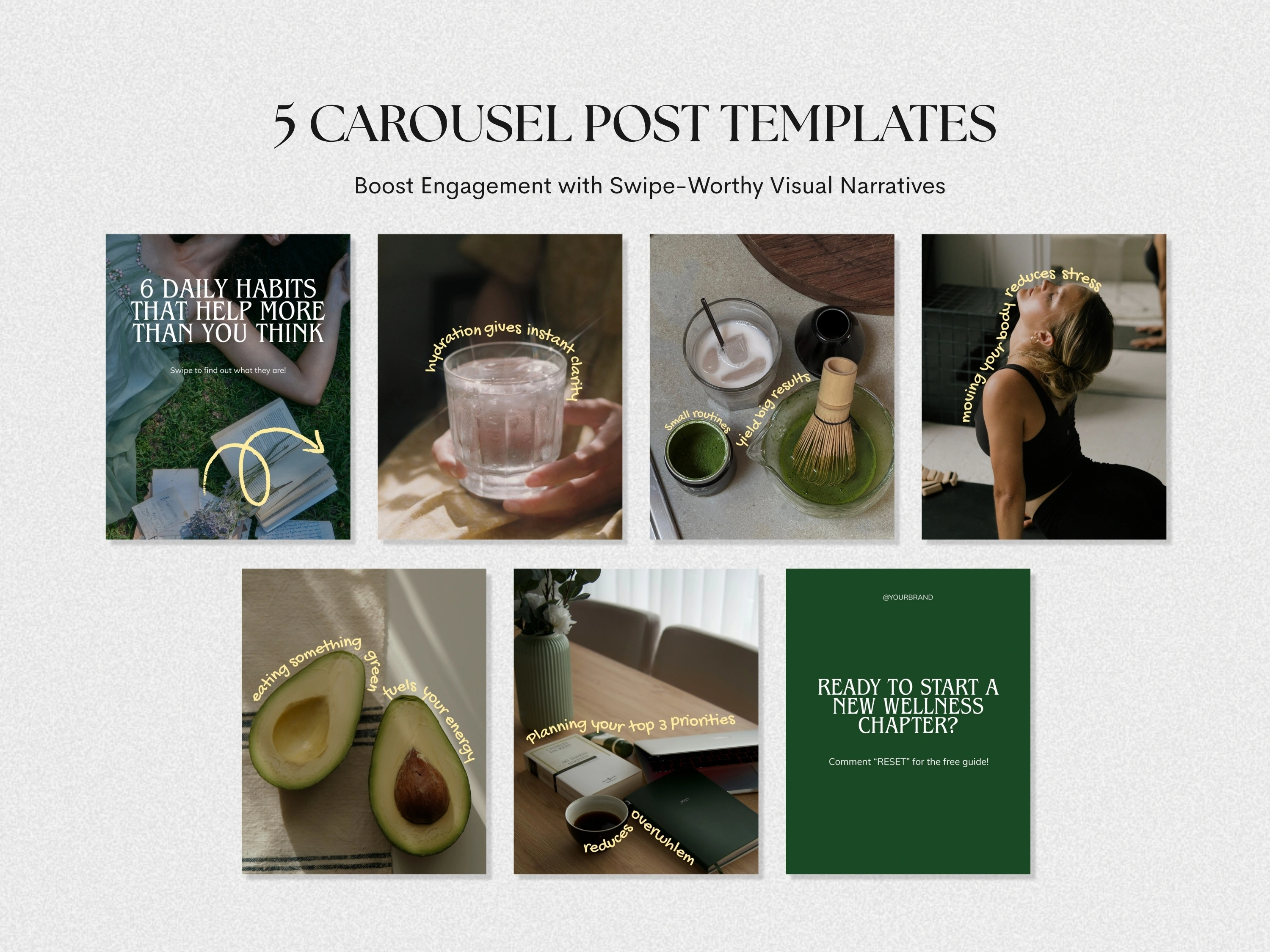 Wellness Creator Instagram Template Bundle | Carousels | Reel Covers | Editable in Canva - View 5