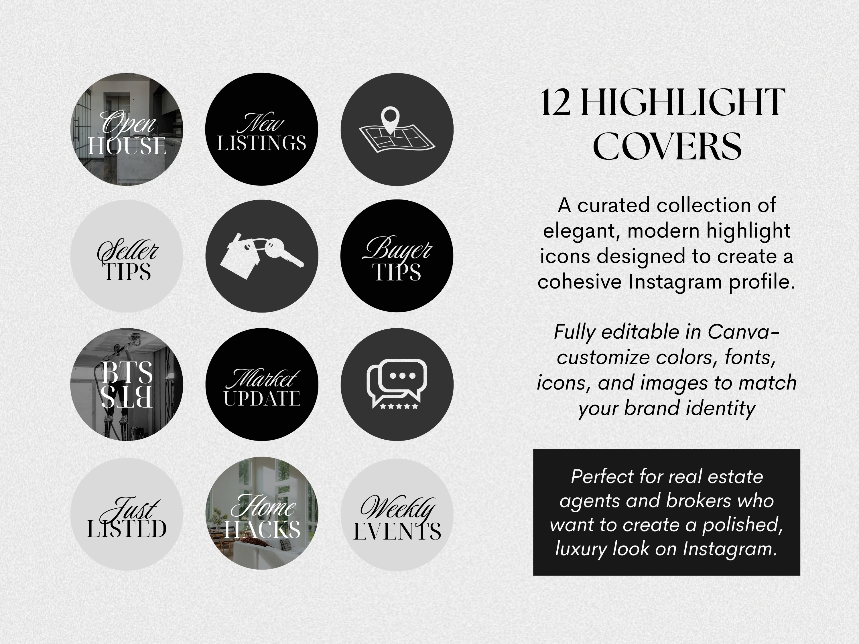 Luxury Real Estate Instagram Bundle | Social Media Posts | Realtor Marketing | Highlight Covers | Story Templates - View 6