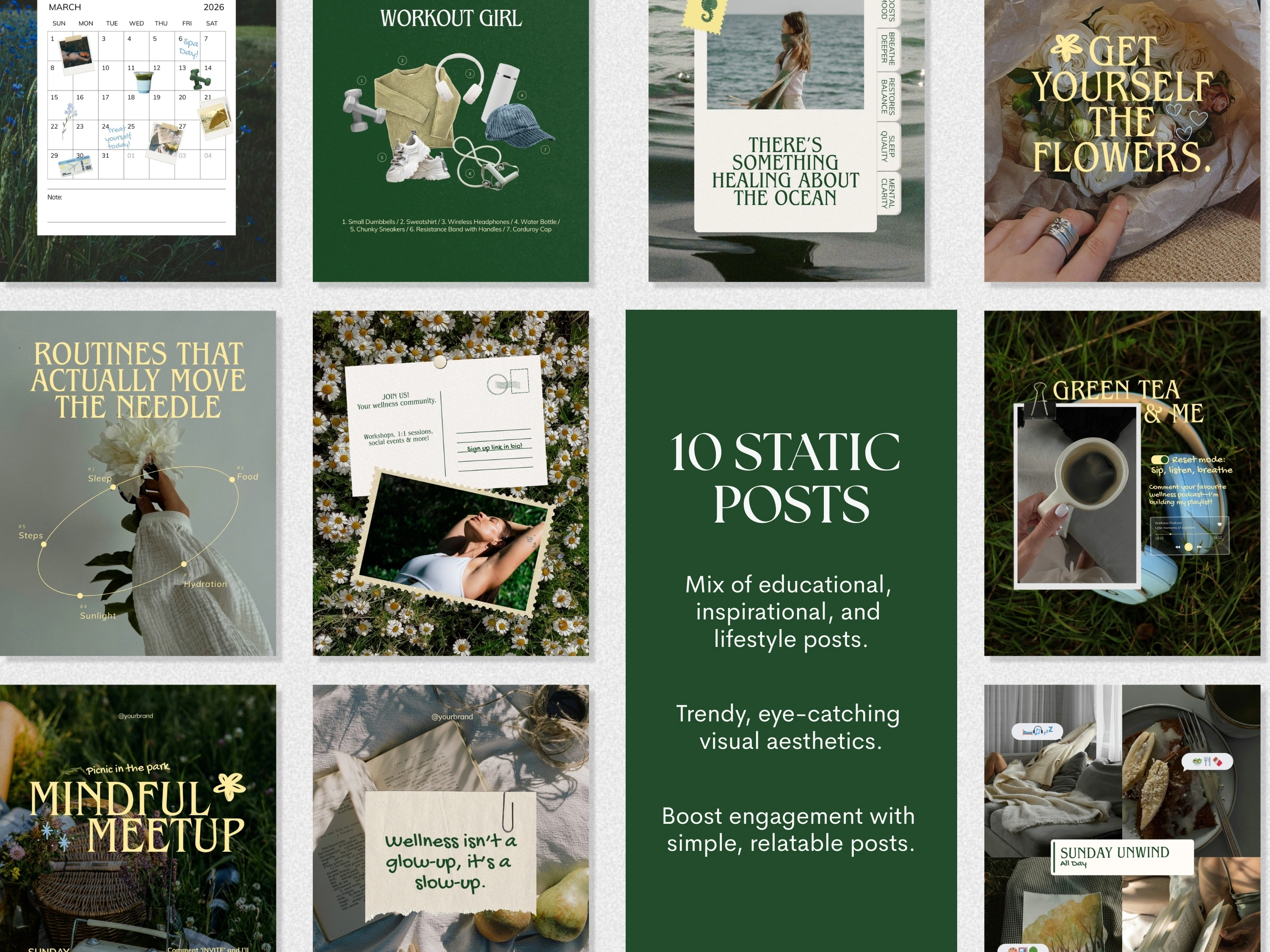 Wellness Creator Instagram Template Bundle | Carousels | Reel Covers | Editable in Canva - View 7